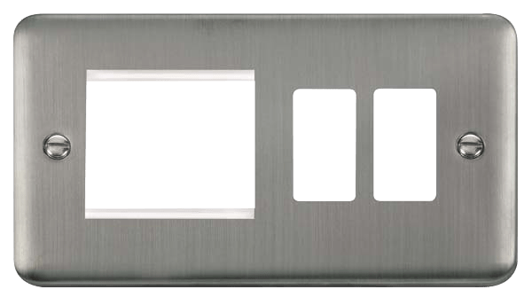 Click Deco Plus DPSS31102 2 Gang GridPro Frontplate with Twin New Medi ...