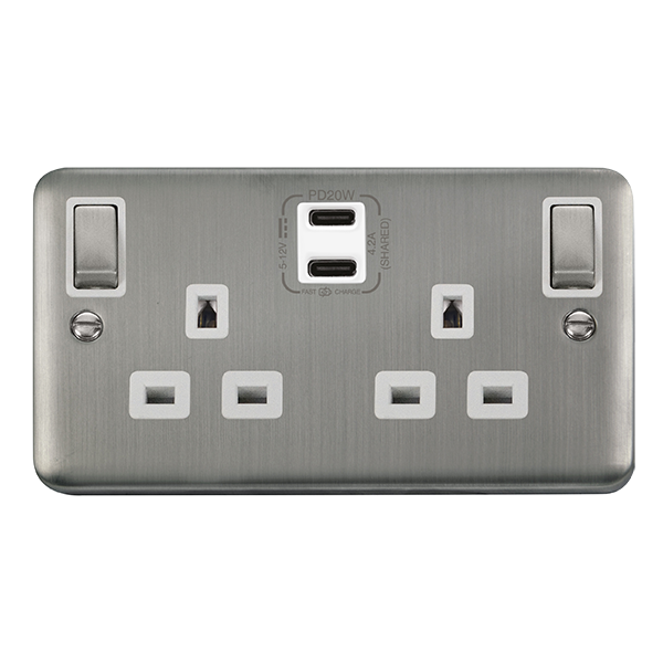 Buy Click Deco Plus DPSS596WH 'Ingot' 13A 2 Gang Switched Safety ...