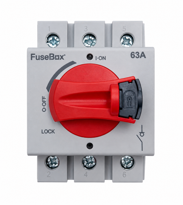 FuseBox DRISO633P 63A 3 Pole DIN Rail Isolator Switch AC-23A