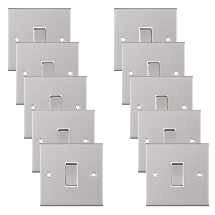 Selectric DSL101 5M 1 Gang 2 Way 10AX Plate Switch - Satin Chrome, White Insert (Pack 10)