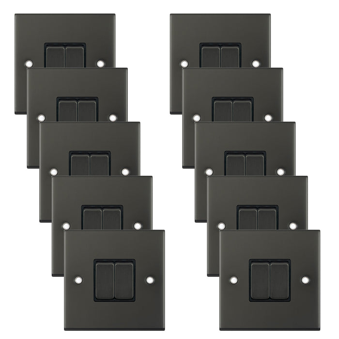 Selectric DSL12-02 5M 2 Gang 2 Way 10AX Plate Switch - Dark Bronze, Black Insert (Pack 10)