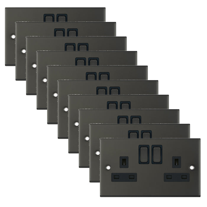 Selectric DSL12-22 5M 2 Gang 13A Switched DP Socket Outlet with 2 Earth Terminals - Dark Bronze, Black Insert (Pack 10)