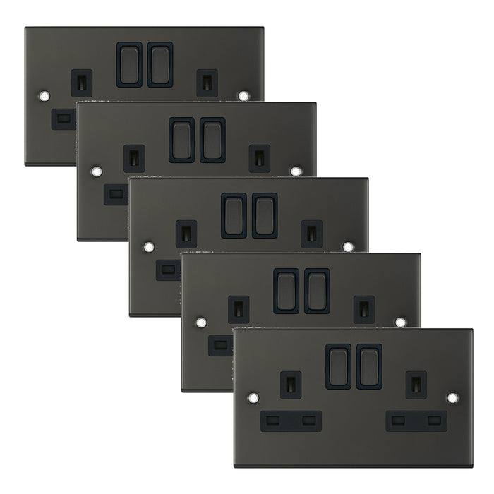 Selectric DSL12-22 5M 2 Gang 13A Switched DP Socket Outlet with 2 Earth Terminals - Dark Bronze, Black Insert (Pack 5)
