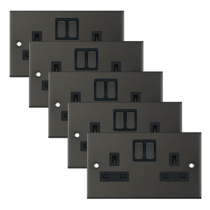Selectric DSL12-51 5M 2 Gang 13A Switched SP Socket Outlet - Dark Bronze, Black Insert (Pack 5)