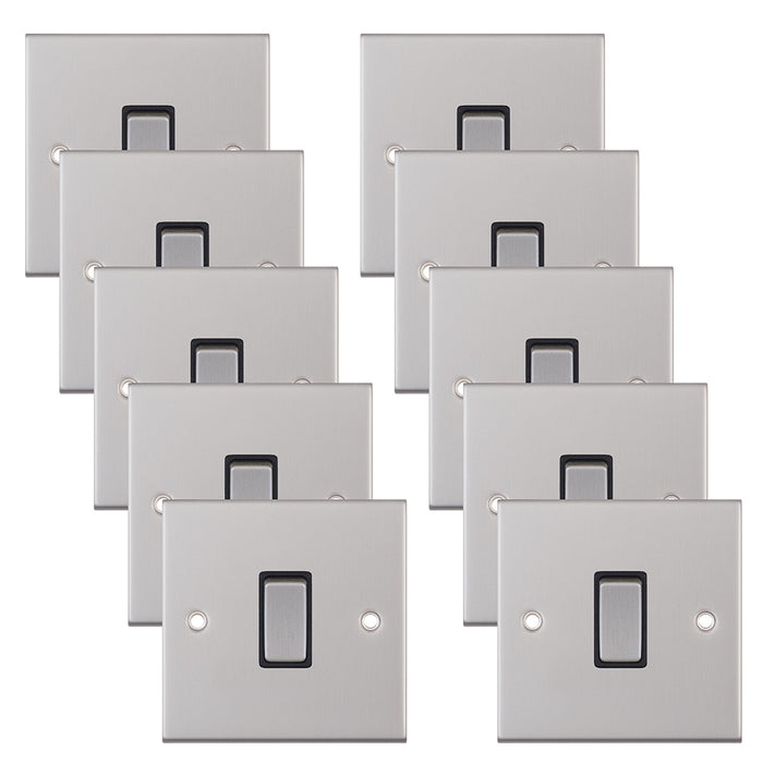 Selectric DSL201 5M 1 Gang 2 Way 10AX Plate Switch - Satin Chrome, Black Insert (Pack 10)