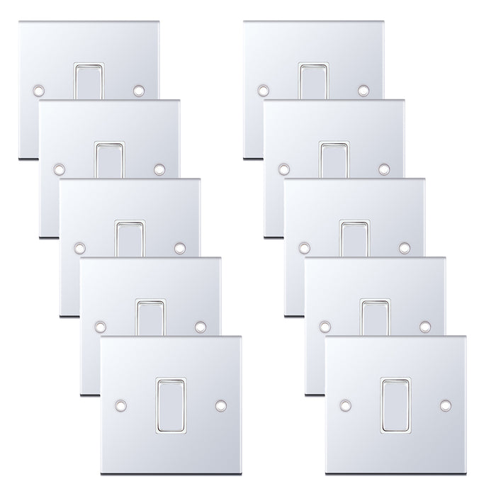 Selectric DSL301 5M 1 Gang 2 Way 10AX Plate Switch - Polished Chrome, White Insert (Pack 10)
