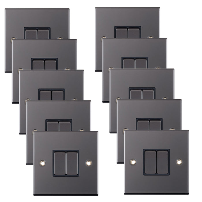 Selectric DSL402 5M 2 Gang 2 Way 10AX Plate Switch - Black Nickel, Black Insert (Pack 10)