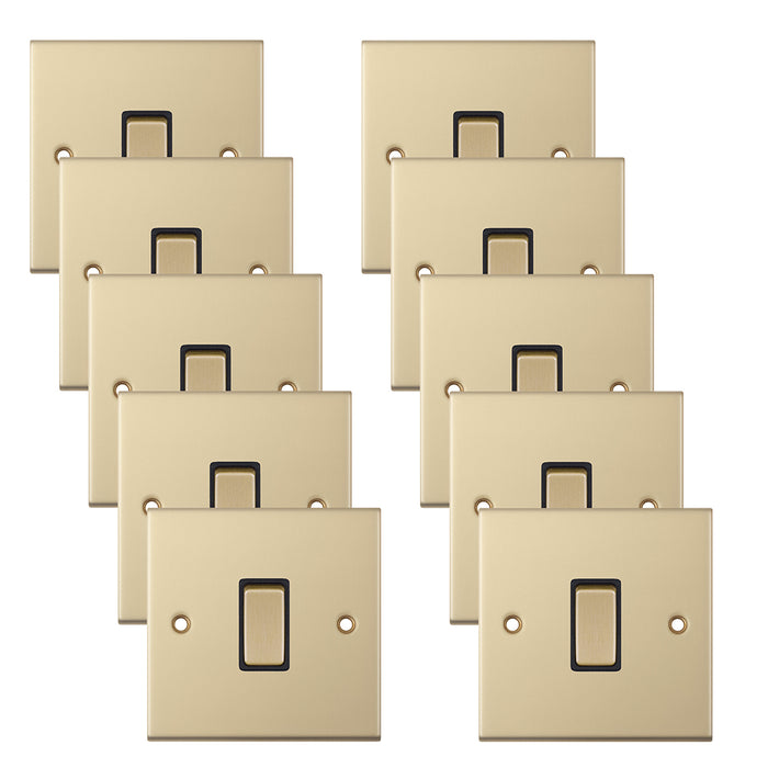 Selectric DSL801 5M 1 Gang 2 Way 10AX Plate Switch - Satin Brass, Black Insert (Pack 10)