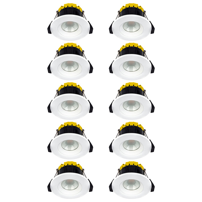Luceco EFCB60WD2W FType Compact Dim2Warm 6W IP65 Fire Rated Downlight - White (10 Pack)