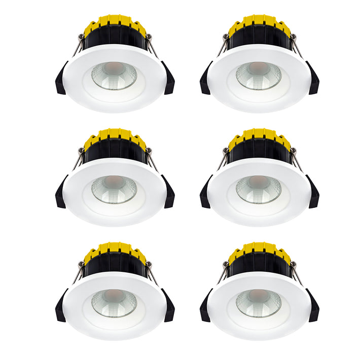 Luceco EFCB60WD2W FType Compact Dim2Warm 6W IP65 Fire Rated Downlight - White (6 Pack)