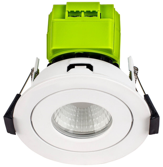 Luceco EFTA60W40 FType Adjustable 6W Dimmable Cool White 4000K IP20 Fire Rated LED Downlight - White - westbasedirect.com
