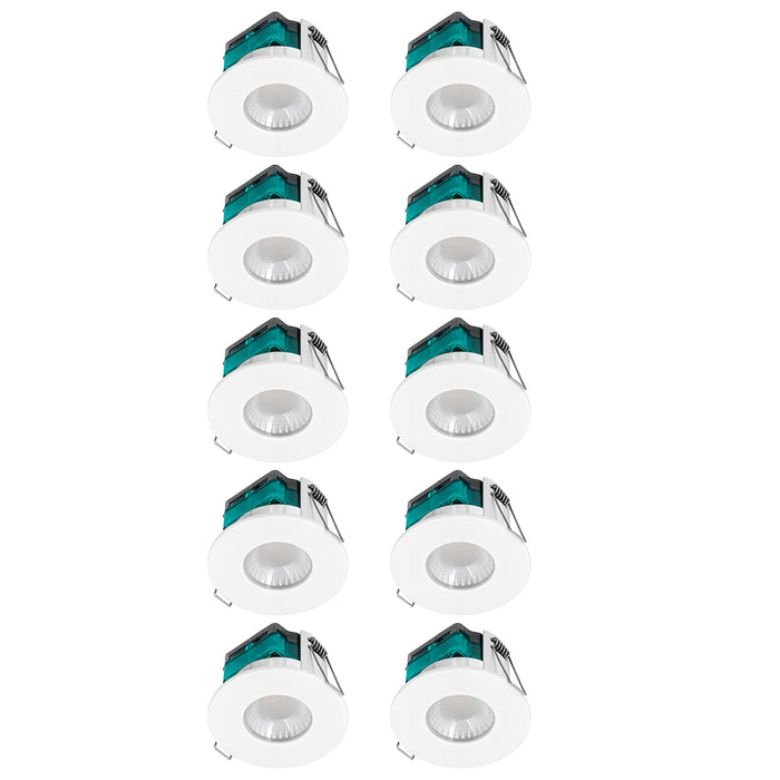 Luceco EFTF5W40 FType Essence 5W 550lm 4000K Dimmable IP65 White Bezel - Flat (10 Pack)