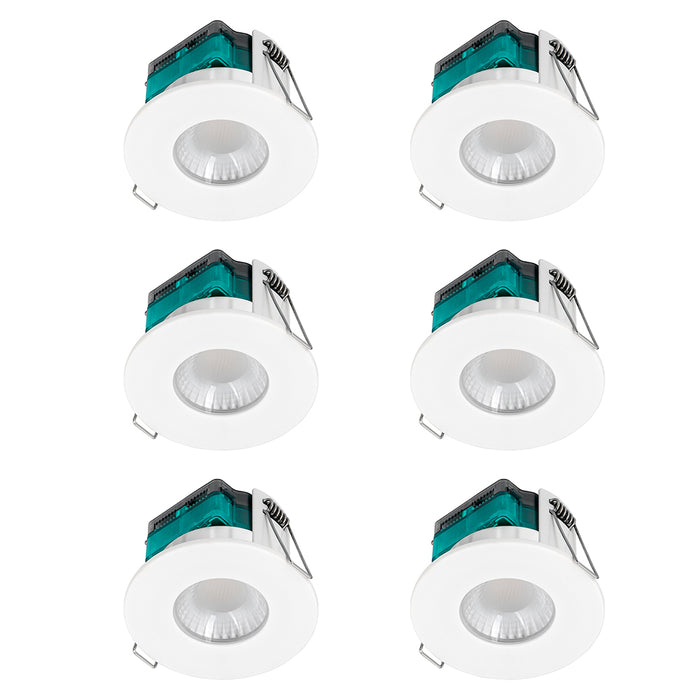 Luceco EFTF5W40 FType Essence 5W 550lm 4000K Dimmable IP65 White Bezel - Flat (6 Pack)
