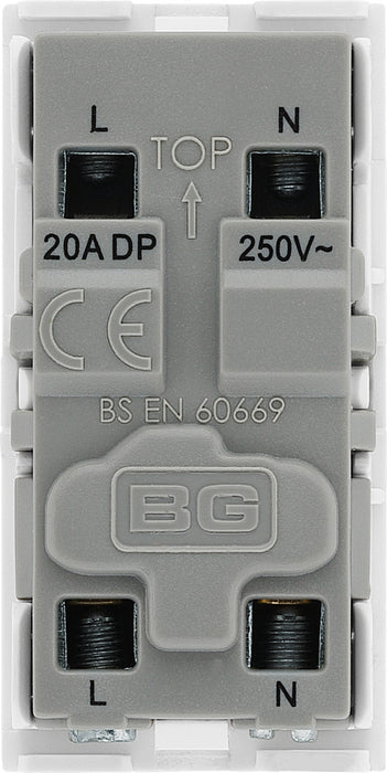 BG EMSW30W Euro Module 20A DP Switch - White - westbasedirect.com