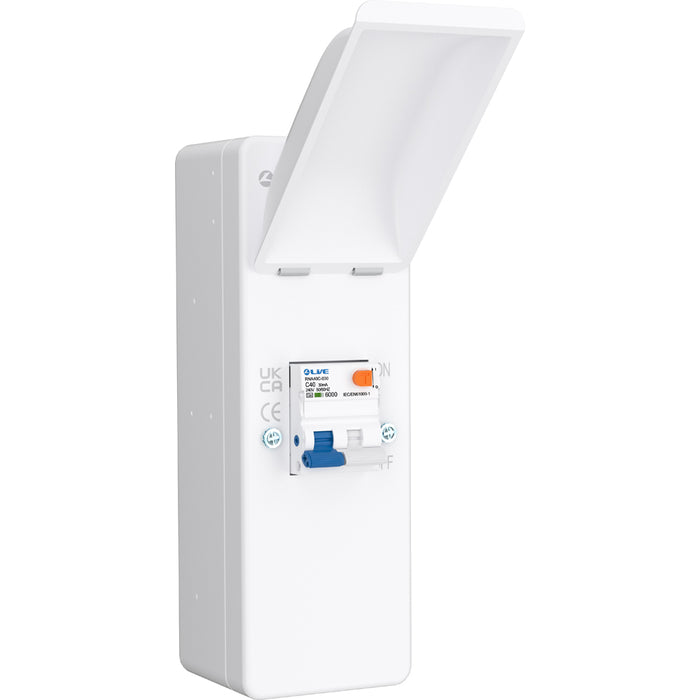 LIVE Electrical EMU2-BR 2 Way IP40 Metal EV Charging Unit with 40A Type A DP RCBO B Curve
