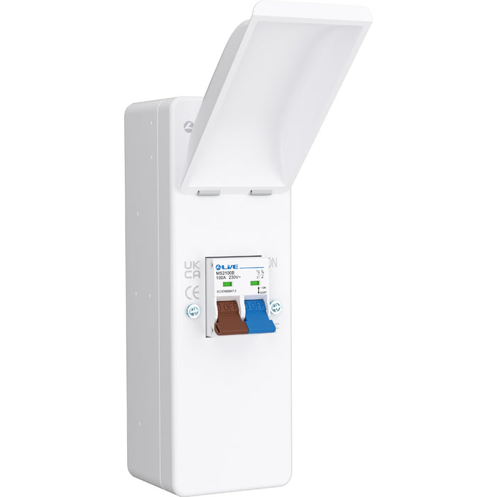 LIVE Electrical EMU2M 2 Way IP40 Metal EV Charging Unit with DP 100A Main Switch