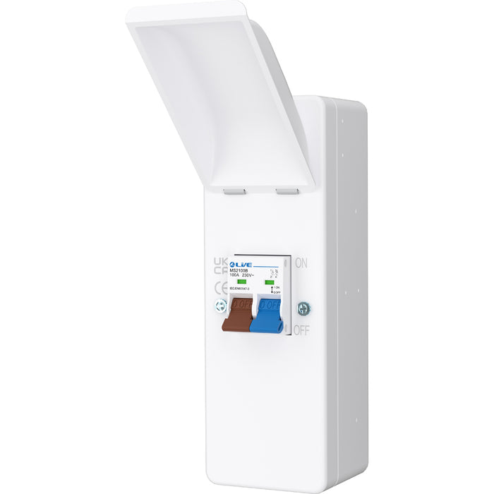 LIVE Electrical EMU2M 2 Way IP40 Metal EV Charging Unit with DP 100A Main Switch