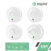 ESP Espire Mains Powered ES1SLV 2x Optical Smoke Alarm, ES1HLV Heat Alarm & ES1CLV Carbon Monoxide Alarm with a 10 Year Lithium Battery