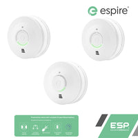 ESP Espire Mains Powered ES1SLV 2x Optical Smoke Alarm & ES1HLV Heat Alarm with a 10 Year Lithium Battery