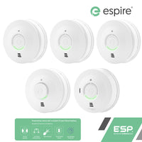 ESP Espire Mains Powered ES1SLV 3x Optical Smoke Alarm, ES1HLV Heat Alarm & ES1CLV Carbon Monoxide Alarm with a 10 Year Lithium Battery