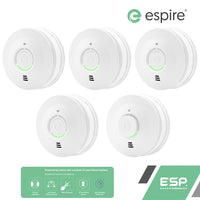 ESP Espire Mains Powered ES1SLV 4x Optical Smoke Alarm & ES1HLV Heat Alarm with a 10 Year Lithium Battery