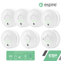 ESP Espire Mains Powered ES1SLV 5x Optical Smoke Alarm, ES1HLV Heat Alarm & ES1CLV Carbon Monoxide Alarm with a 10 Year Lithium Battery