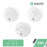 ESP Espire Battery Powered ES1SL 1x Optical Smoke Alarm, ES1HL Heat Alarm & ES1CL Carbon Monoxide Alarm by a 10 Year Lithium Battery