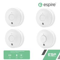 ESP Espire Battery Powered ES1SL 3x Optical Smoke Alarm & ES1HL Heat Alarm by a 10 Year Lithium Battery