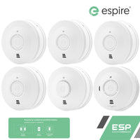 ESP Espire Battery Powered ES1SL 4x Optical Smoke Alarm, ES1HL Heat Alarm & ES1CL Carbon Monoxide Alarm by a 10 Year Lithium Battery