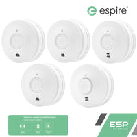 ESP Espire Battery Powered ES1SL 4x Optical Smoke Alarm & ES1HL Heat Alarm by a 10 Year Lithium Battery