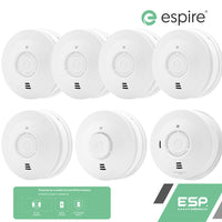 ESP Espire Battery Powered ES1SL 5x Optical Smoke Alarm, ES1HL Heat Alarm & ES1CL Carbon Monoxide Alarm by a 10 Year Lithium Battery