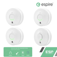 ESP Espire Mains Powered ES1SRV 3x Optical Smoke Alarm & ES1HRV Heat Alarm with a Replaceable 9V Battery