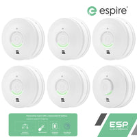 ESP Espire Mains Powered ES1SRV 5x Optical Smoke Alarm & ES1HRV Heat Alarm with a Replaceable 9V Battery