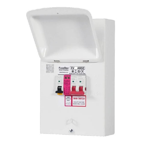 FuseBox EV40ABDZ EV Charger Distribution + 100A Main Switch, Type A 40A Bi-Directional Mini RCBO & T2 SPD - westbasedirect.com