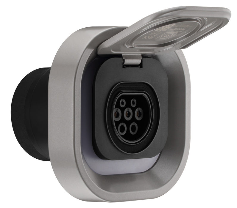 BG Sync Energy EVLR7MS Link EV Charger Recessed Socket 7.4kW 32A Silver with Metal Control Box - Wi-Fi + LAN - westbasedirect.com