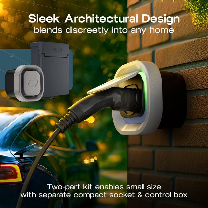 BG Sync Energy EVLS7MSG Link EV Charger Surface Socket 7.4kW 32A Silver with Metal Control Box - Wi-Fi + LAN + 4G - westbasedirect.com
