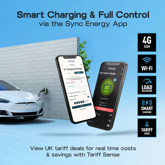 BG Sync Energy EVLS7MSG Link EV Charger Surface Socket 7.4kW 32A Silver with Metal Control Box - Wi-Fi + LAN + 4G - westbasedirect.com