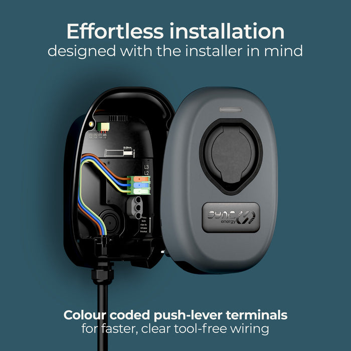 Sync Energy EVWC2S7G 7.4kW Wall Charger with Wi-Fi and Type 2 Socket - westbasedirect.com