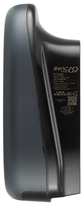 Sync Energy EVWC2S7GG EV Wall Charger 7.4kW Single Phase Type 2 Socketed Wi-Fi + 4G* (incl. CT clamp) - westbasedirect.com