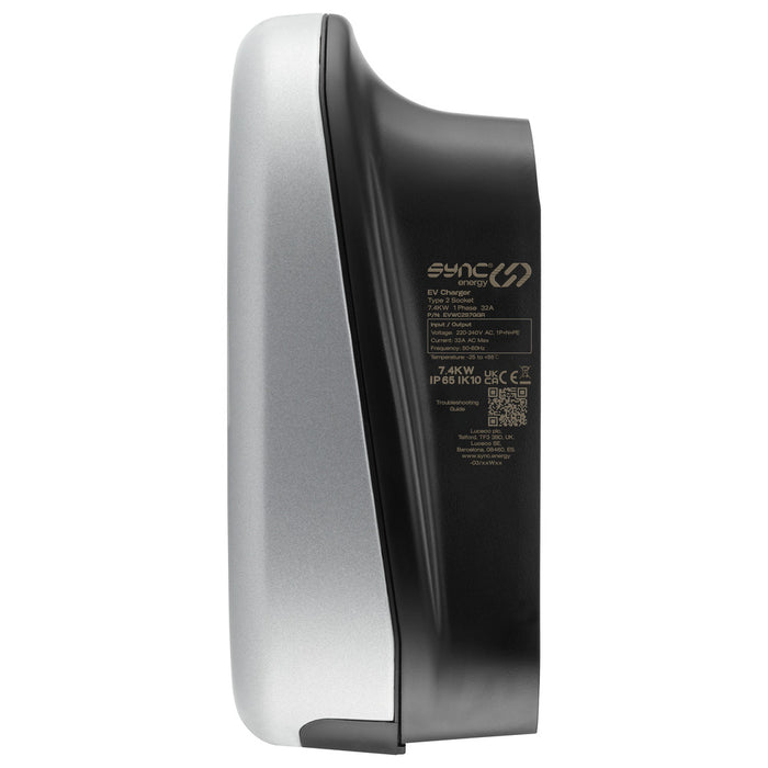 Sync Energy EVWC2S7GGR EV Wall Charger 7.4kW Single Phase Type 2 Socketed Wi-Fi + 4G*+ RFID (incl. CT clamp) - westbasedirect.com