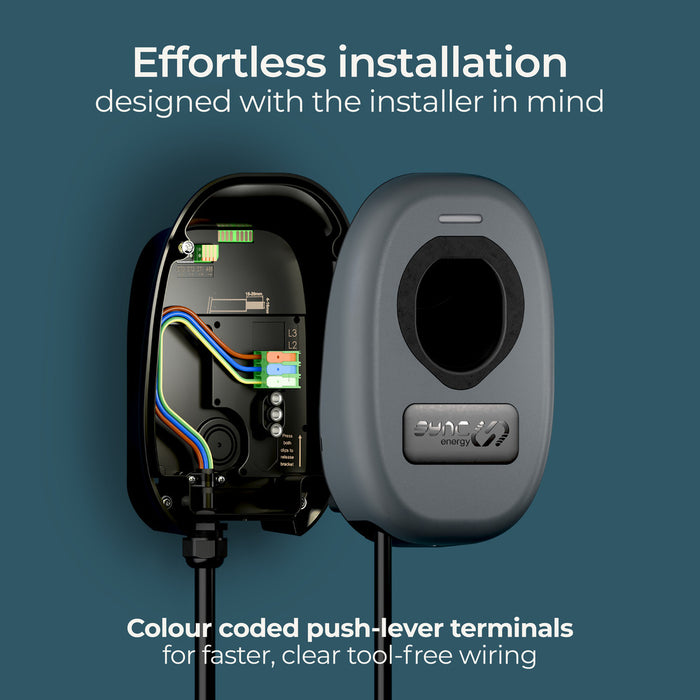 Sync Energy EVWC2T7G EV Wall Charger 7.4kW - Tethered with Wi-Fi - westbasedirect.com