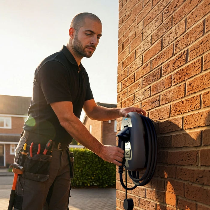 Sync Energy EVWC2T7GG EV Wall Charger 7.4kW Single Phase Type 2 Tethered Wi-Fi + 4G*, 7.5m cable (incl. CT clamp) - westbasedirect.com
