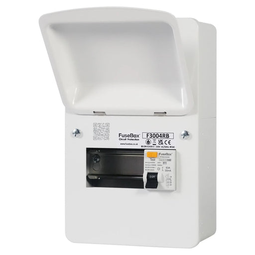 FuseBox F3004RB 6 Module 4 Way RCD Incomer Consumer Unit with 63A 30mA Type B RCD - westbasedirect.com