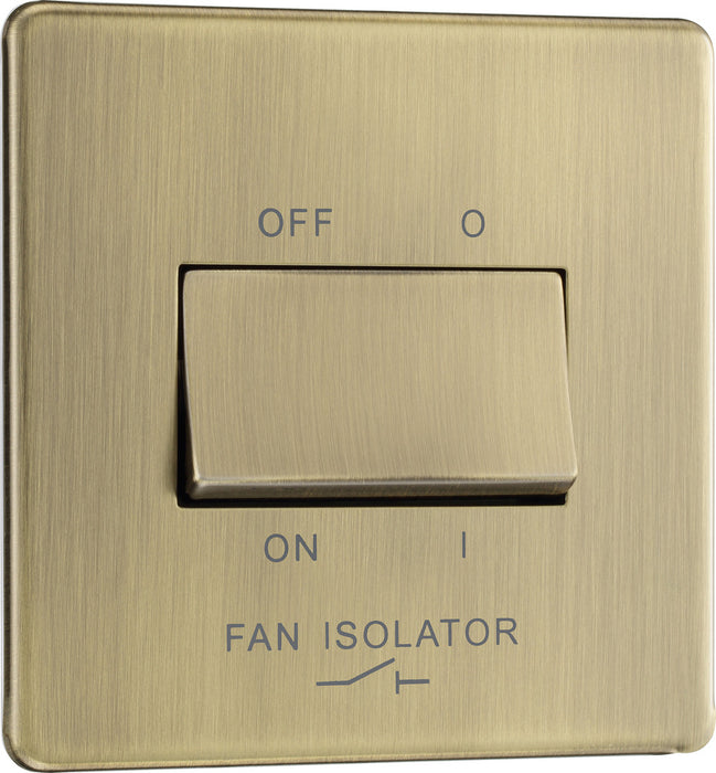 BG FAB15 Flatplate Screwless Fan Isolator Switch TP 10A - Antique Brass