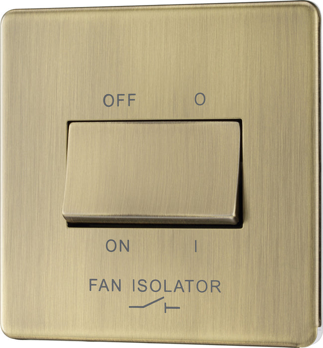 BG FAB15 Flatplate Screwless Fan Isolator Switch TP 10A - Antique Brass