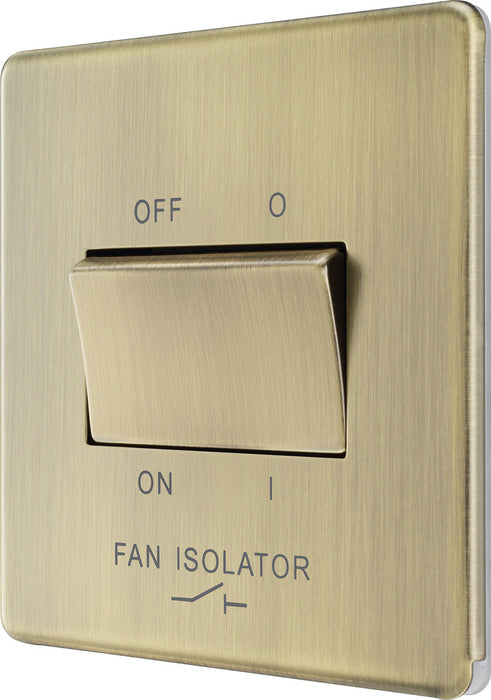 BG FAB15 Flatplate Screwless Fan Isolator Switch TP 10A - Antique Brass