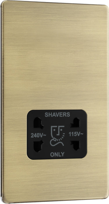 BG FAB20B Flatplate Screwless Dual Voltage Shaver Socket/Black - Antique Brass