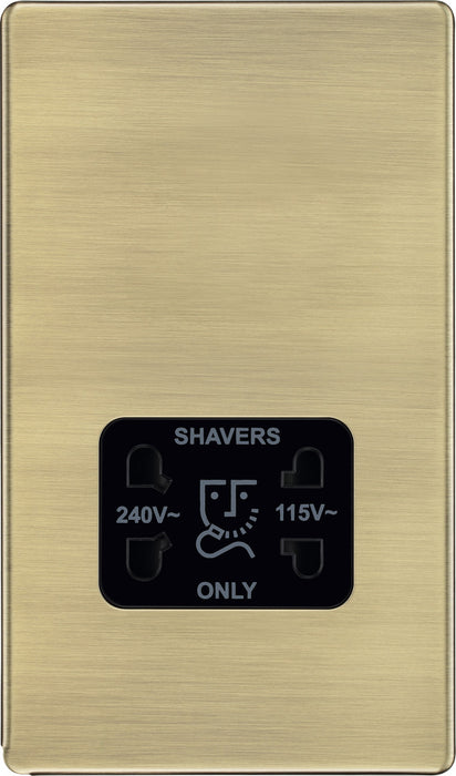 BG FAB20B Flatplate Screwless Dual Voltage Shaver Socket/Black - Antique Brass