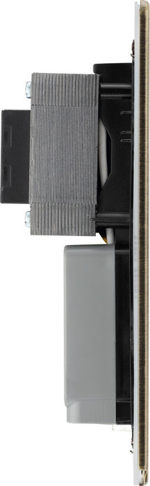 BG FAB20B Flatplate Screwless Dual Voltage Shaver Socket/Black - Antique Brass