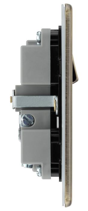 BG FAB21UAC18B Flatplate Screwless 13A Single Switched Power Socket + USB A+C (18W) - Antique Brass + Black Insert